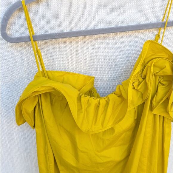 H&M HM Yellow Cotton Sleeveless Ruffle Midi Maxi Dress, Size M - Picture 4 of 8